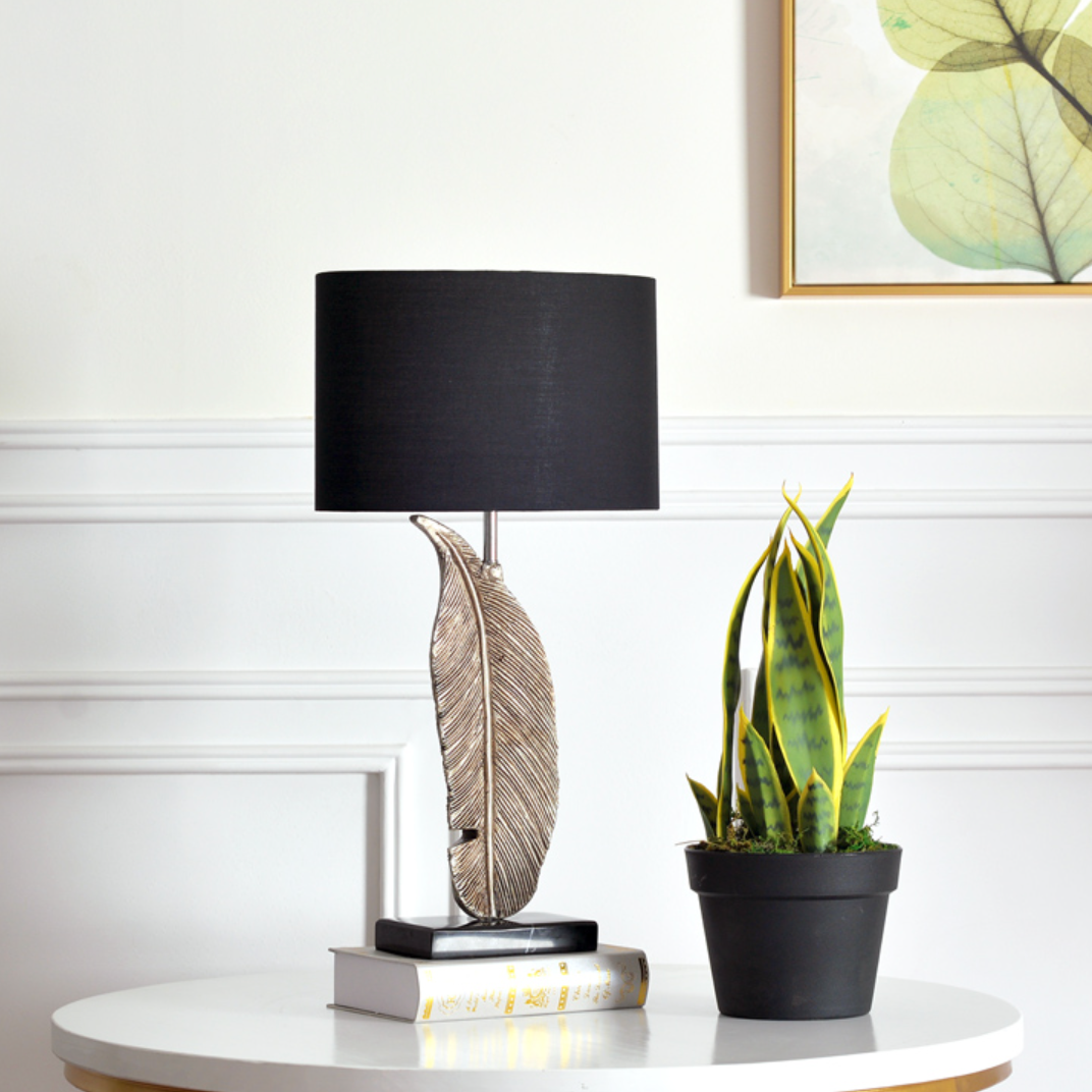metal silver feather lamp