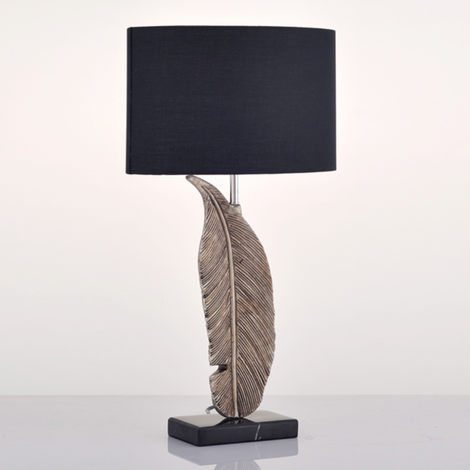 metal silver feather lamp
